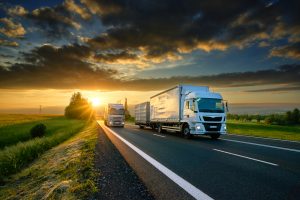 trucks on road